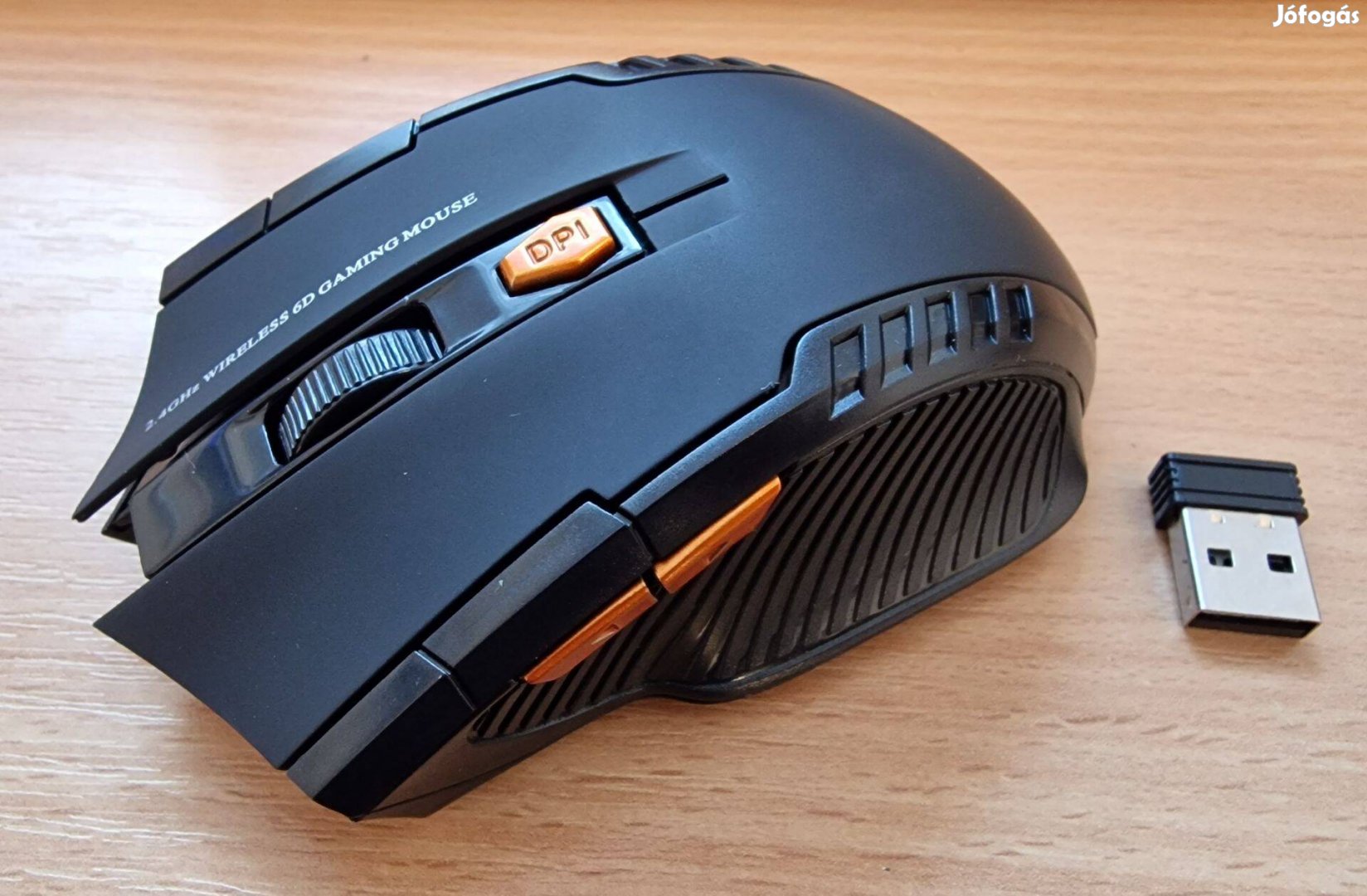 Vezeték nélküli ergonómikus 6 gombos optikai egér gamer egér 1600DPI