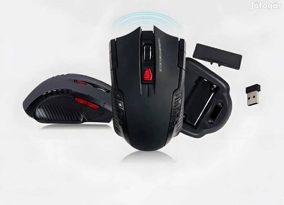 Vezeték nélküli ergonómikus 6 gombos optikai egér gamer egér 1600DPI