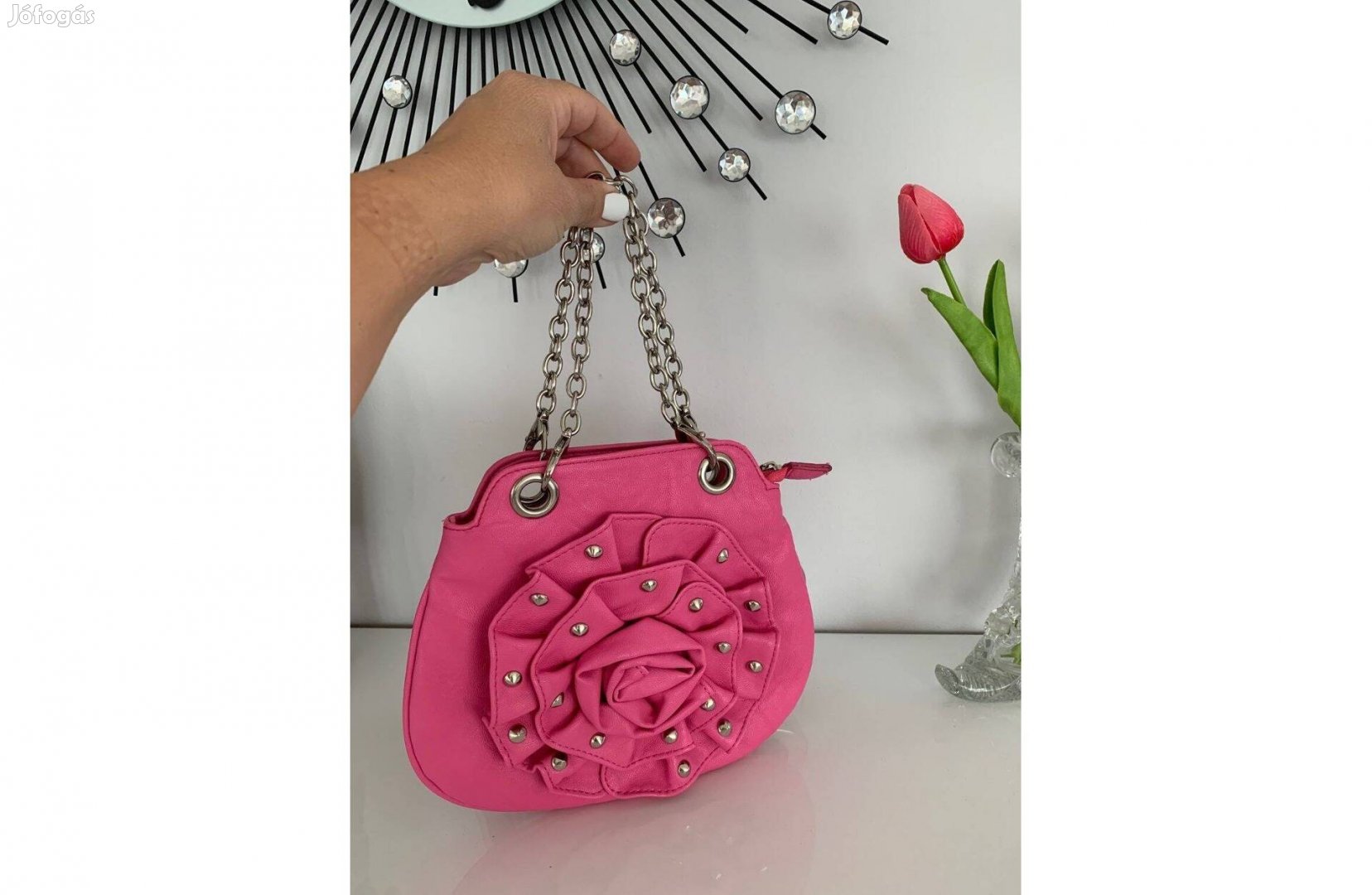 Via 55 pink színű női kis táska lánccal újszerű