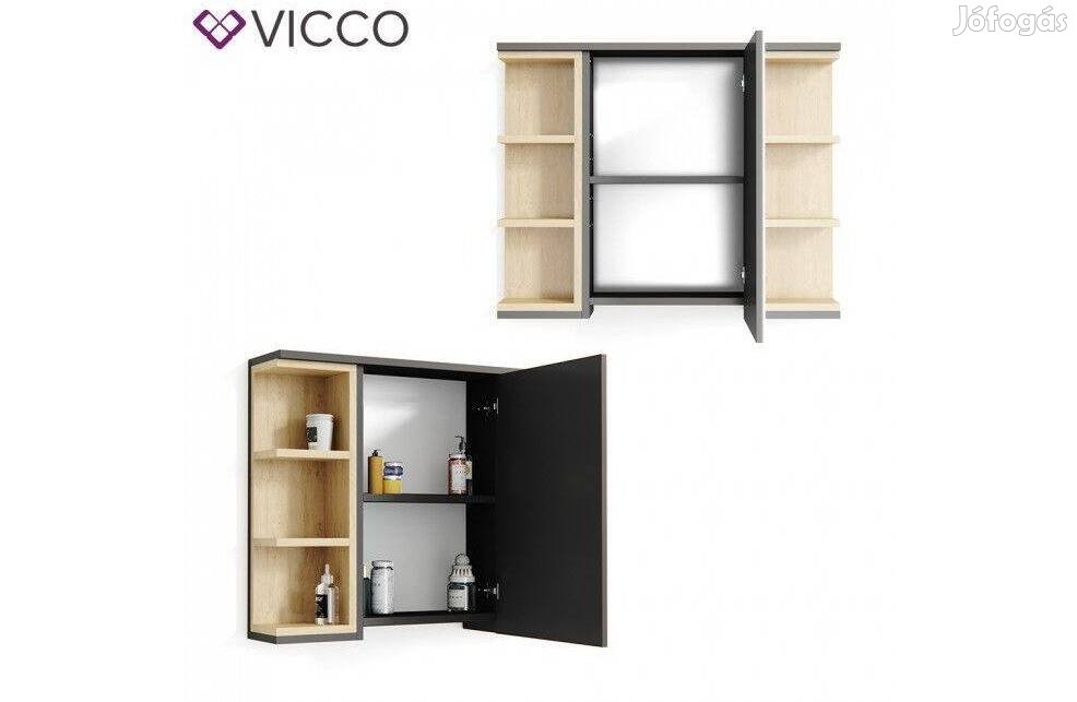 Vicco Aquis 1382 nyitott tükrös szekrény 80×64 cm, antracit-tölgy