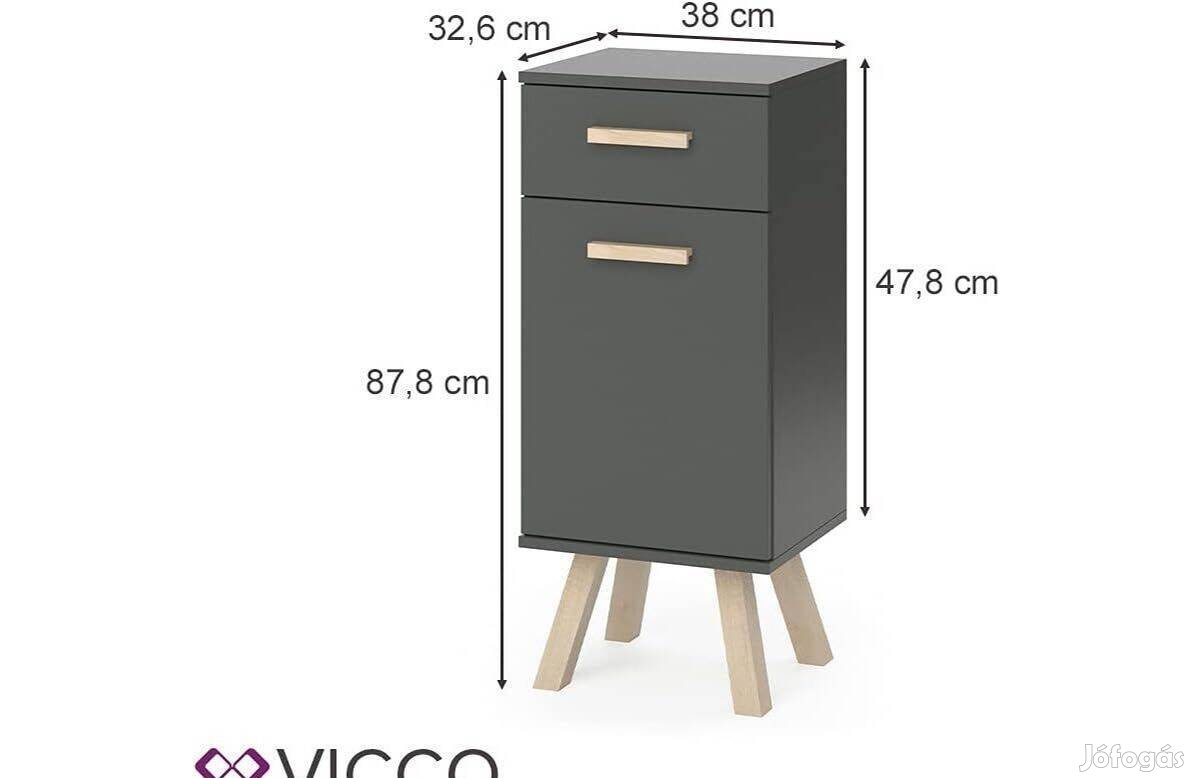 Vicco Hans midi szekrény, 88 cm, antracit