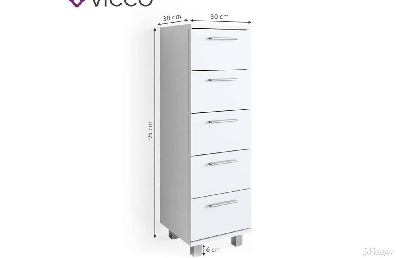 Vicco Ilias midi szekrény, fehér, 95 cm