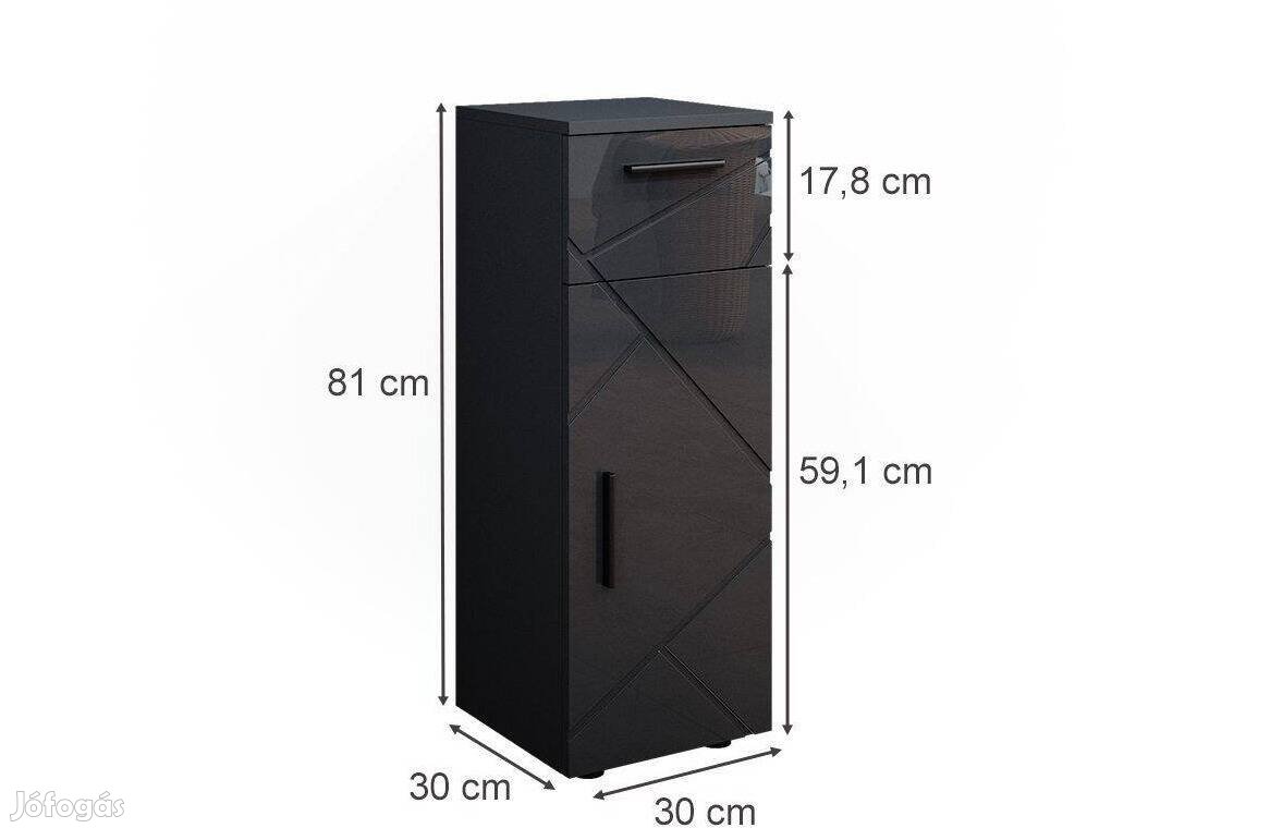 Vicco Irma midi szekrény, 81 cm, magasfényű antracit