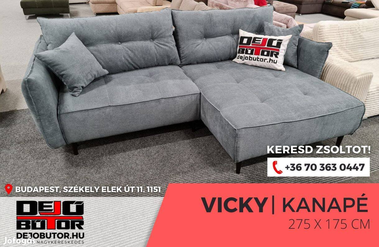 Vicky hátfalas rugós gray kanapé ülőgarnitúra 275x175 cm sarok