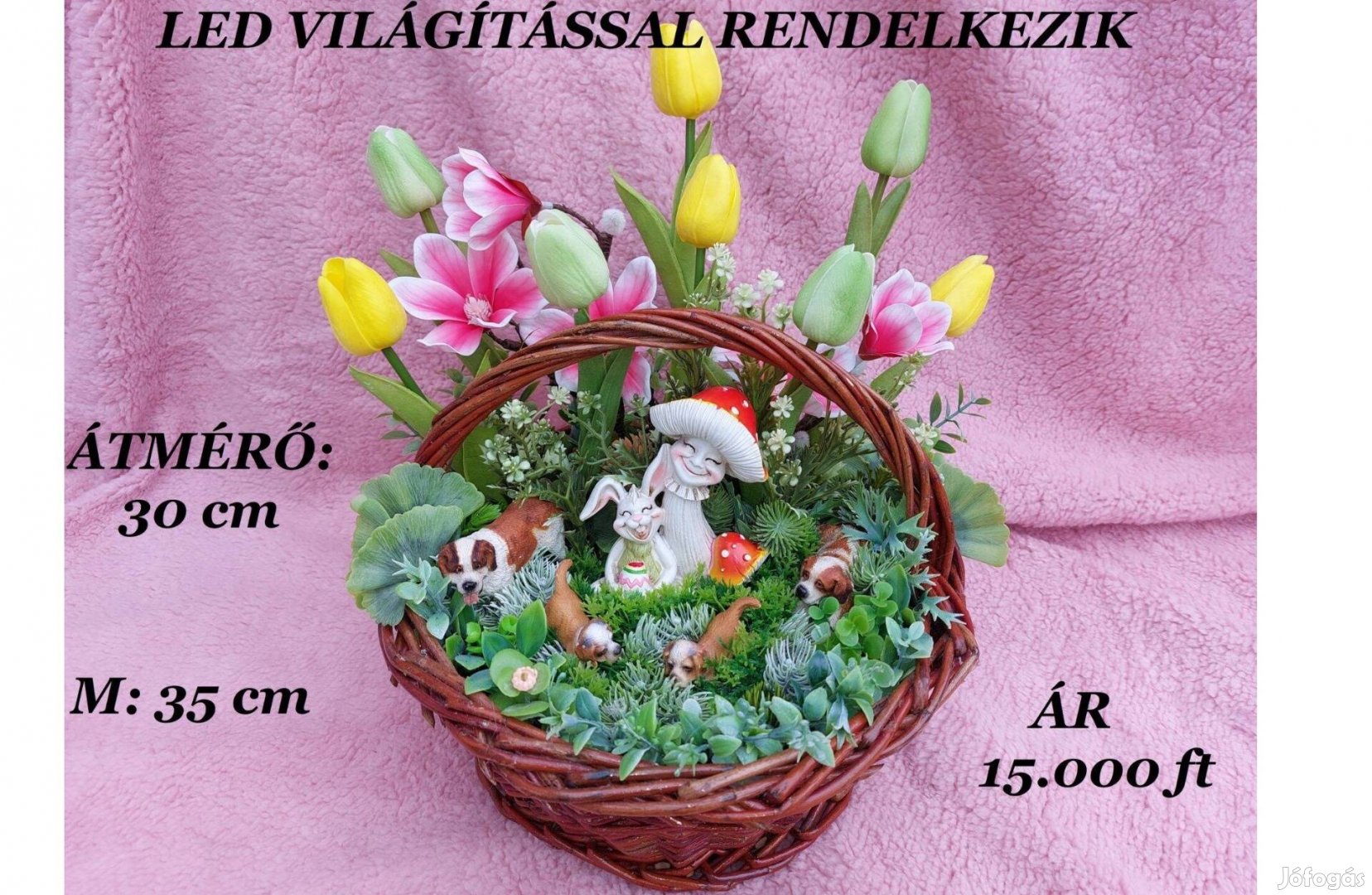 Vidám-aranyos -szerethető húsvéti kosárdísz