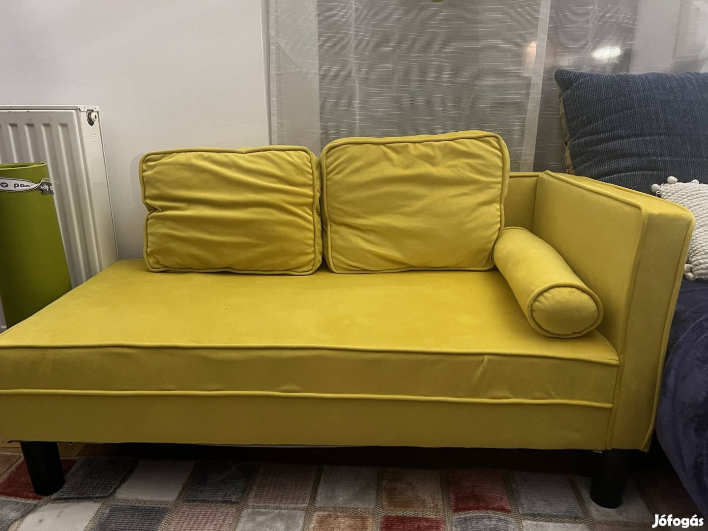 Vidaxl bársony sárga heverő dívány párnákkal