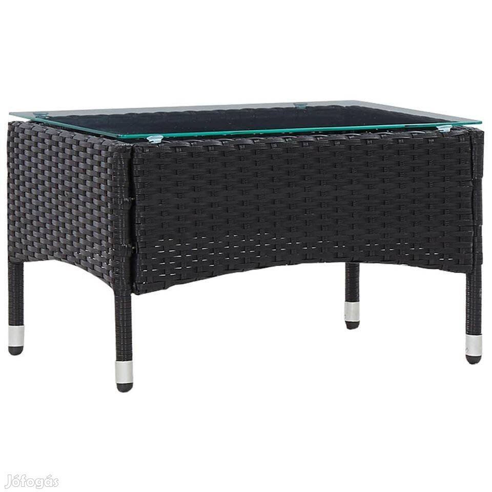 Vidaxl fekete polyrattan dohányzóasztal 60 x 40 x 36 cm