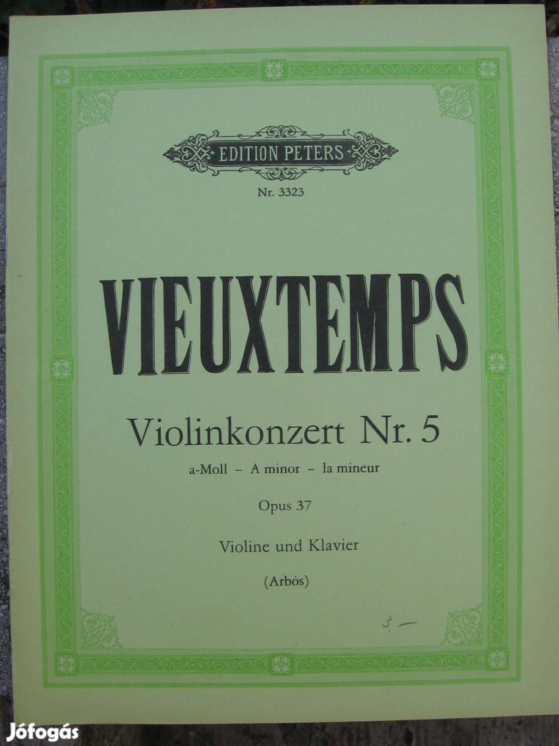 Vieuxtemps : a-moll hegedűverseny Op.37.Nr.5. hegedű kotta