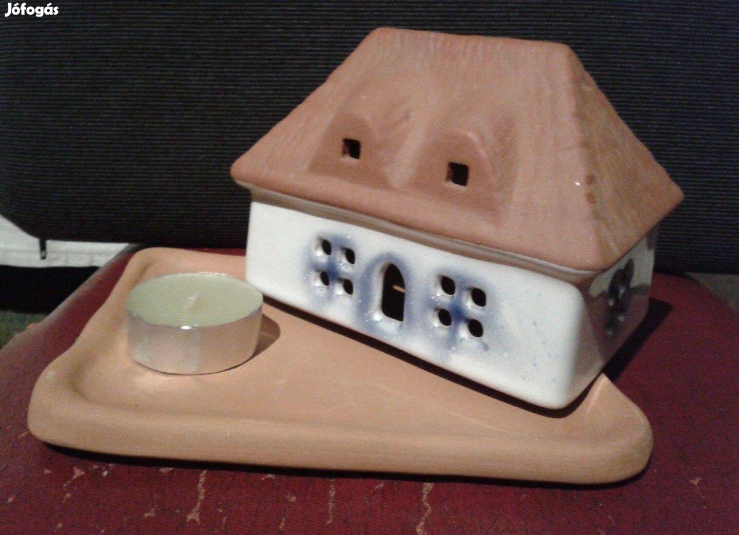 Világítós kerámia házikó mécsessel