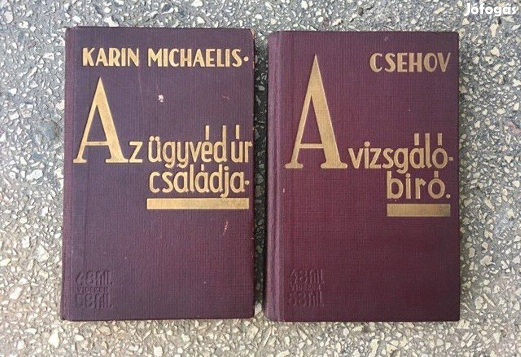 Világkönyvtár sorozatból harmincas évekből két könyv: Csehov és Karin