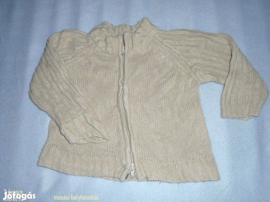 Világos színű cipzáras pulóver 2 évesre (méret 92) kardigán