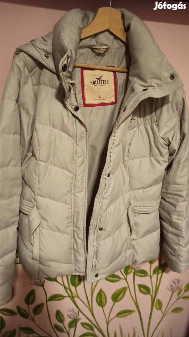 Világos szürke női Hollister kapucnis kabát / tollkabát