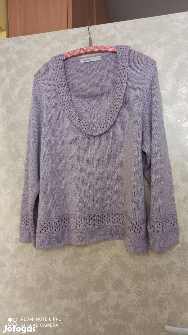 Világoslila kötött pulóver nagy méretű XXL-es