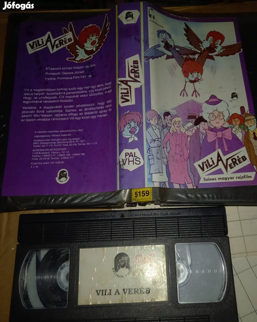 Vili a veréb - rajzfilm vhs - helikon kiadó