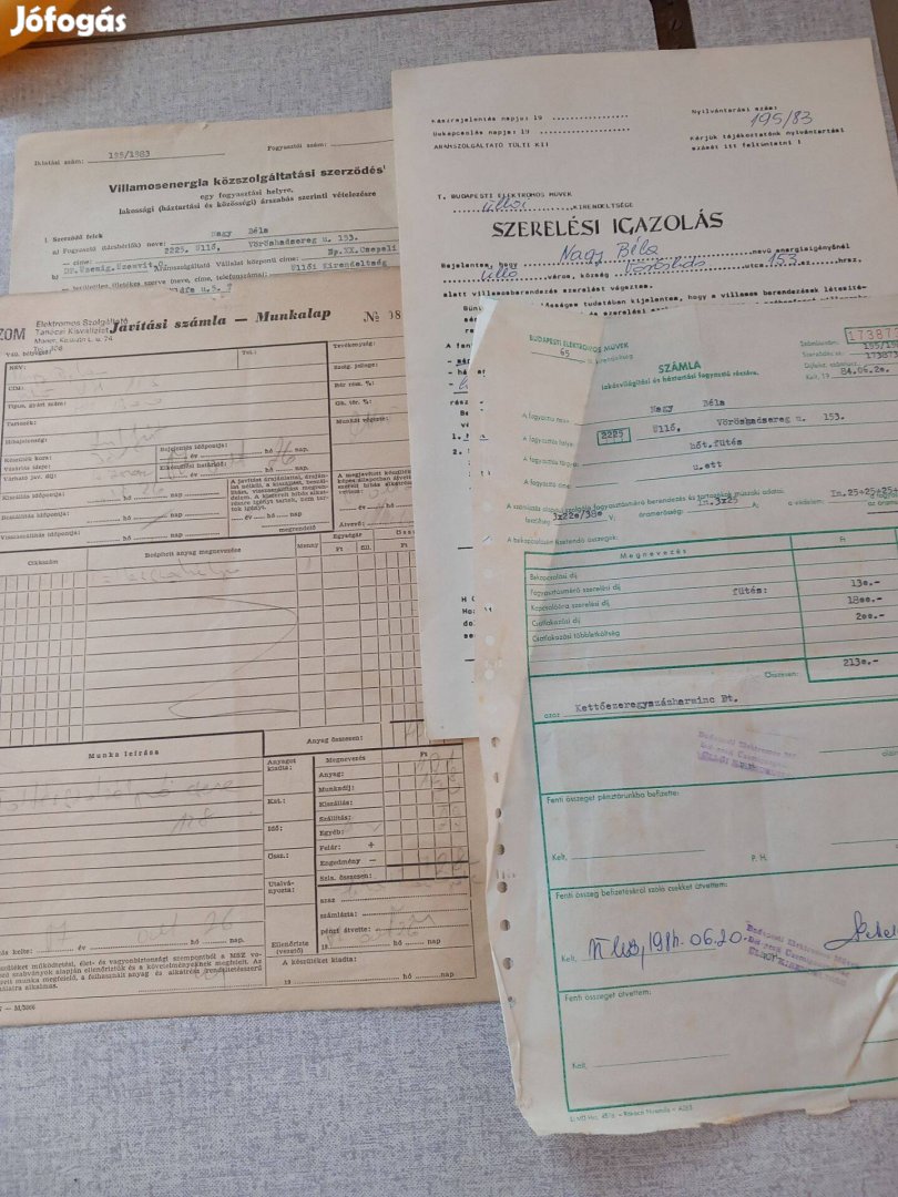 Villamosenergia kérelemi iratok a 80-as évekből 4db egybe