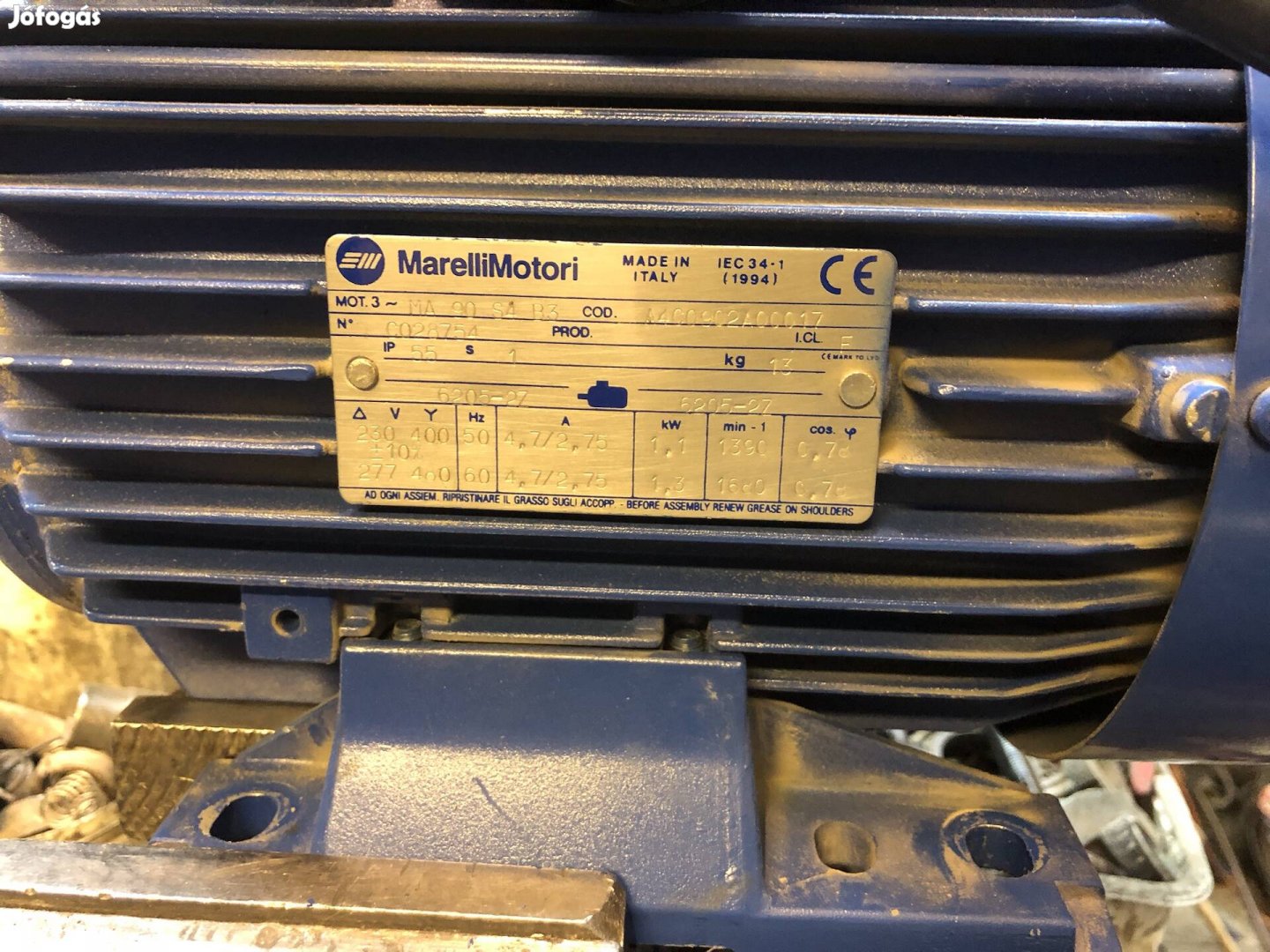 Villanymotor 1,1kw 1400/min 400v