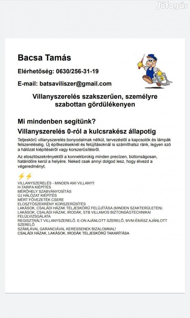 Villanyszerelés profi módon