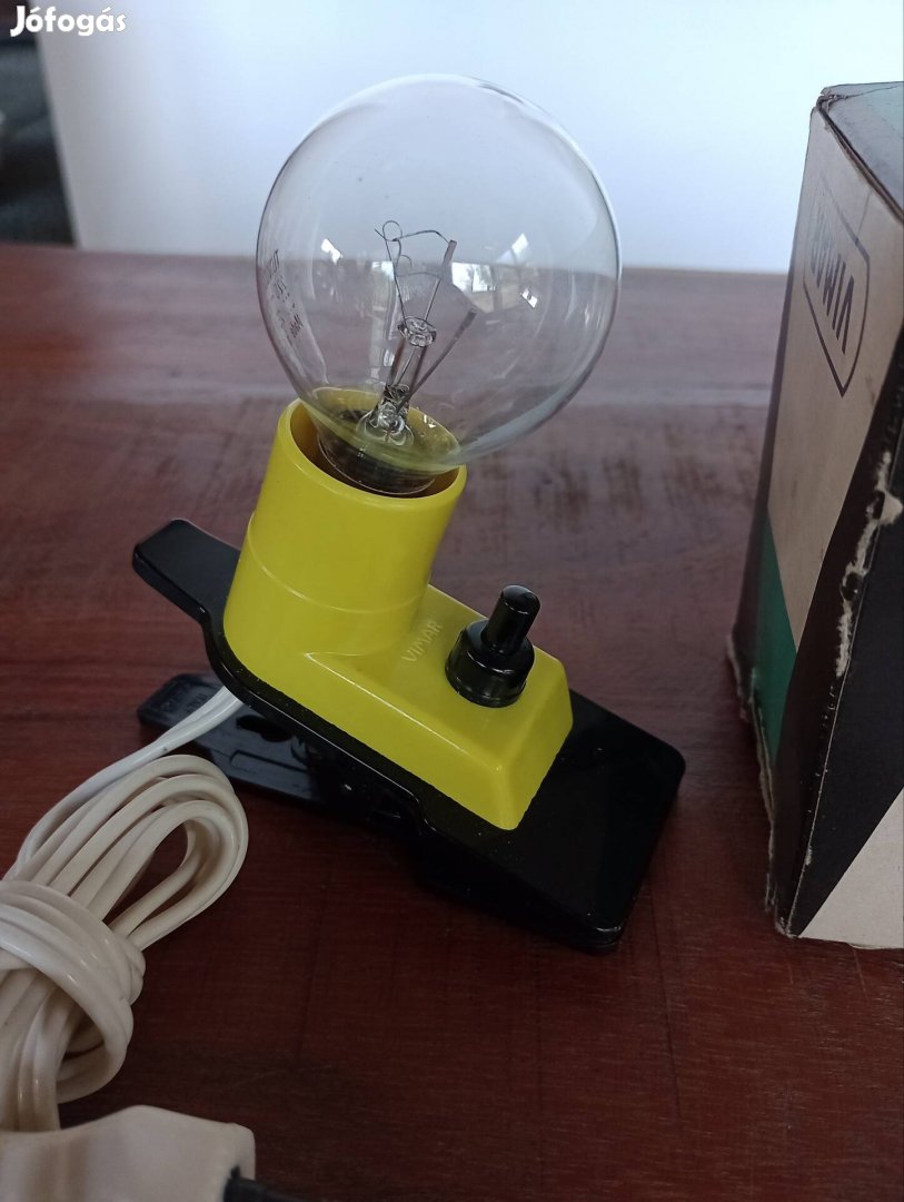 Vimar műanyag csipeszes dizájn lámpa, 60-as évek 