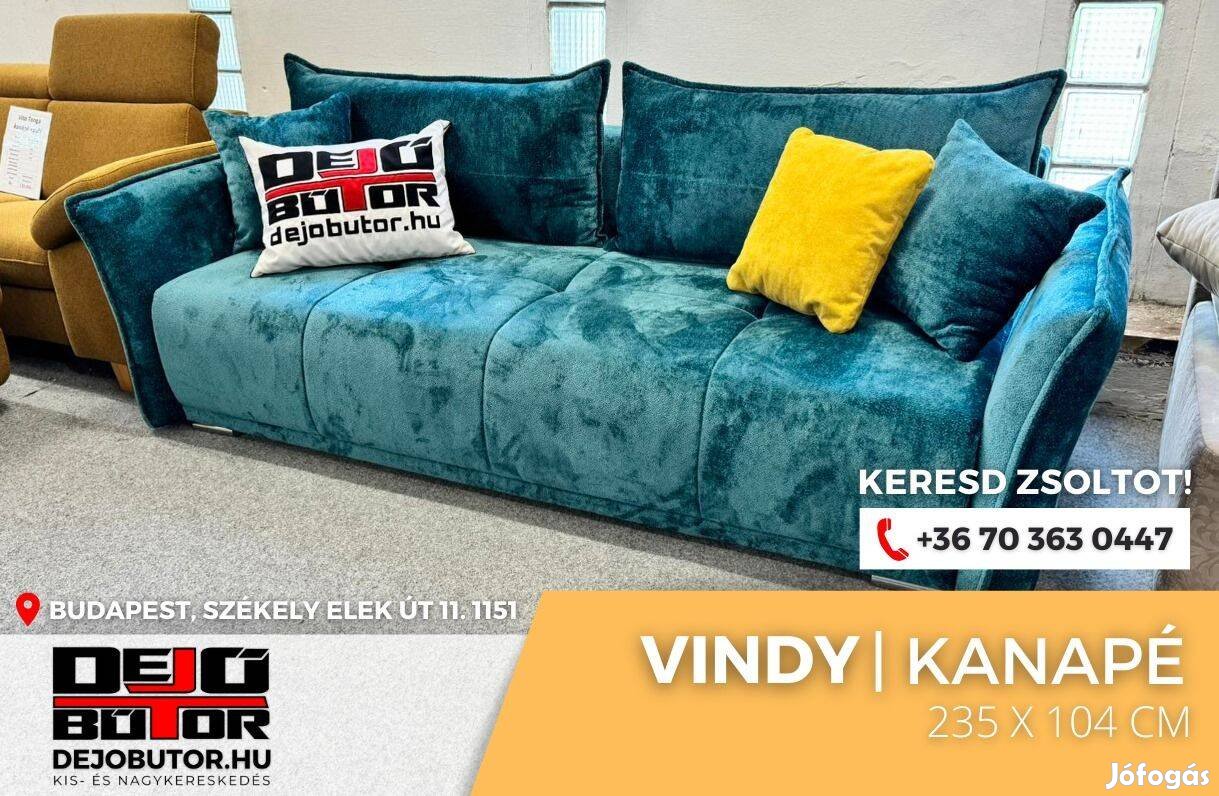 Vindy íves kanapé ülőgarnitúra bútor 235x104 cm kék