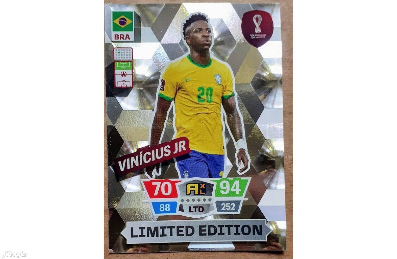 Vinícius Jr. Brazília Limited Edition focis kártya Panini Qatar 2022