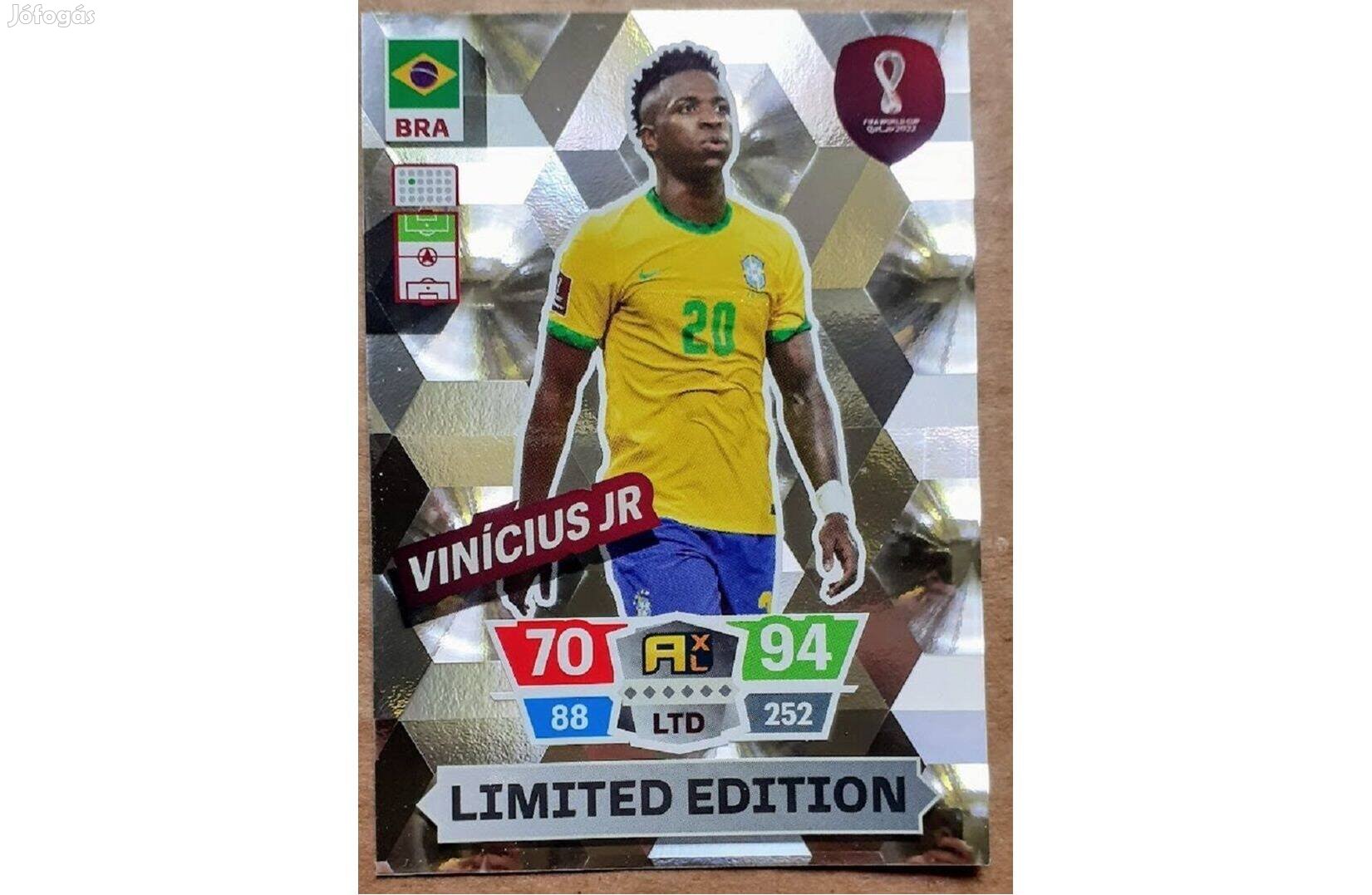Vinícius Jr. Brazília Limited Edition focis kártya Panini Qatar 2022