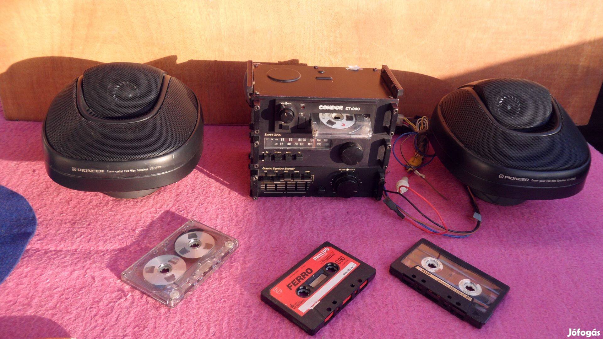 Vintage Antik jap. autó, kamionba mini hifi torony Pioneer 300 hangfal