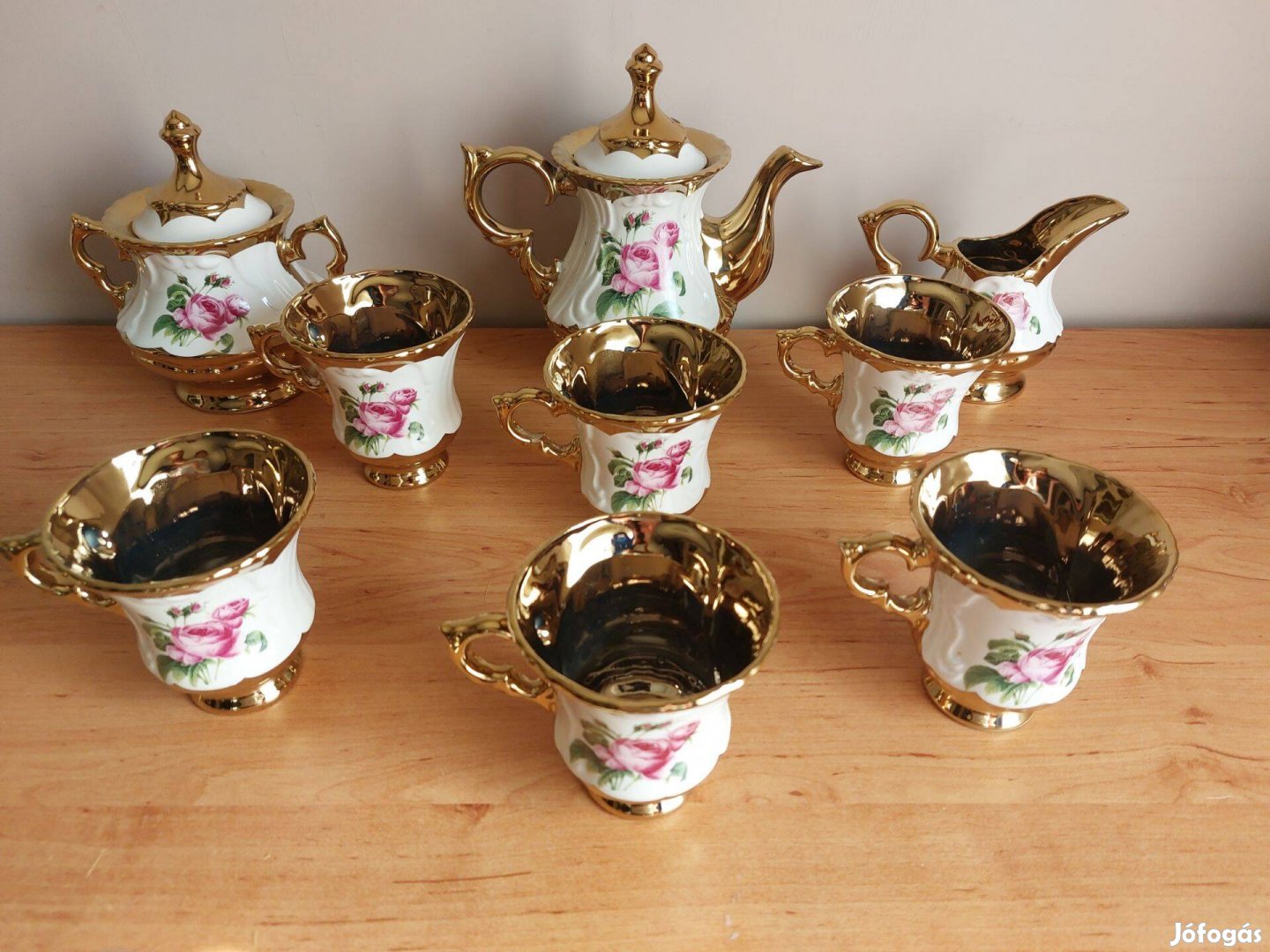 Vintage-Bavaria aranyozott teáskészlet, megkímélt állapotban