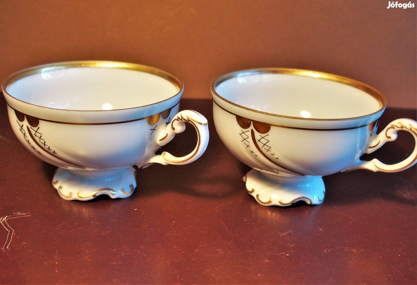 Vintage Freiberger porcelán kávéscsészék, 2 db. német gyártmány, hófeh