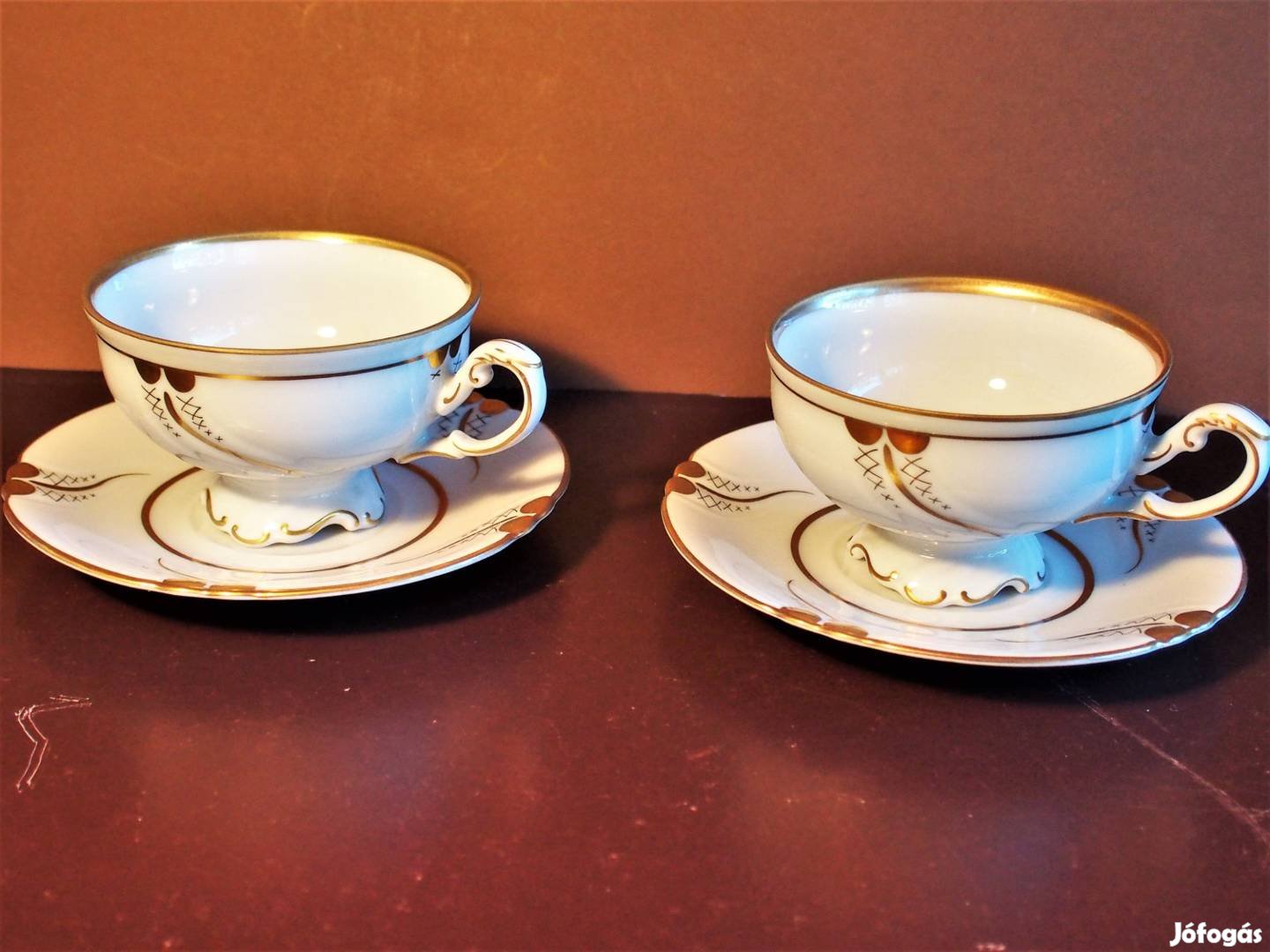 Vintage Freiberger porcelán kávéscsészék, komplett,, német gyártmány;