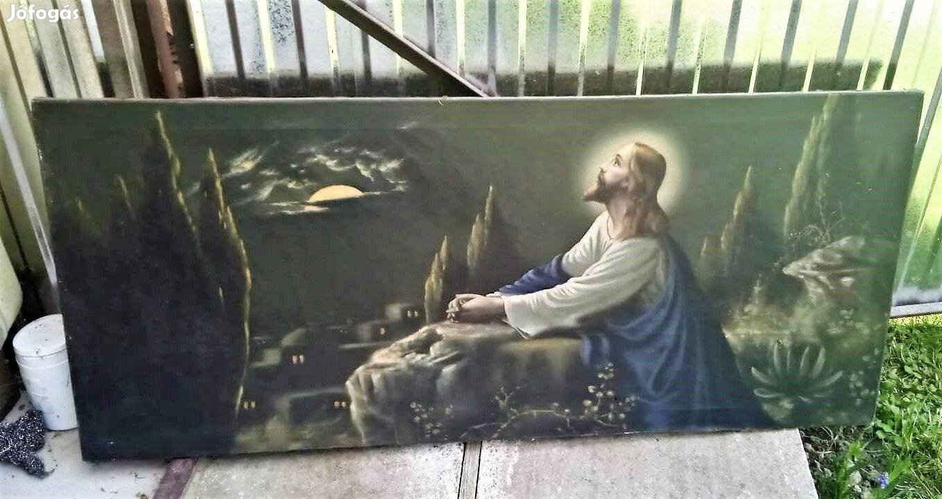 Vintage Jézus az olajfák hegyén vászonra festett olaj