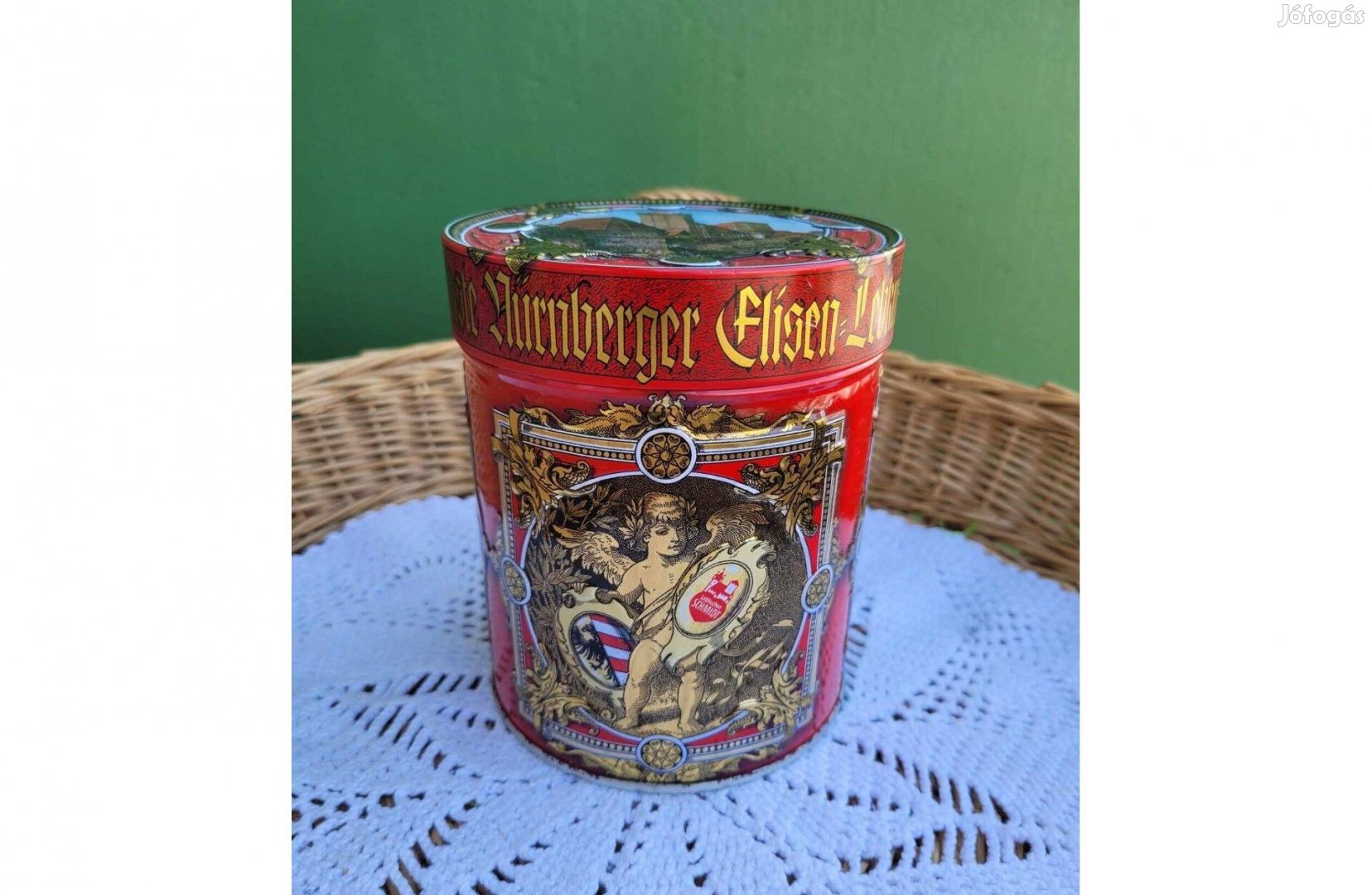 Vintage Nürnberger Elisen-Lebkuchen fém díszdoboz
