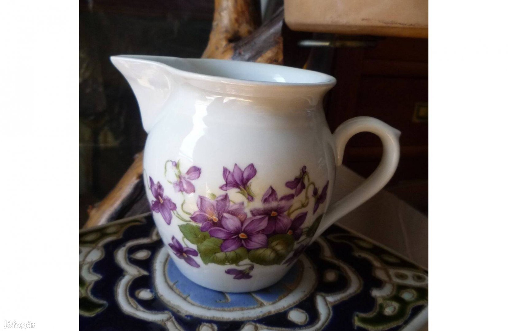 Vintage Zsolnay ibolyás porcelán kiöntő dísztárgy