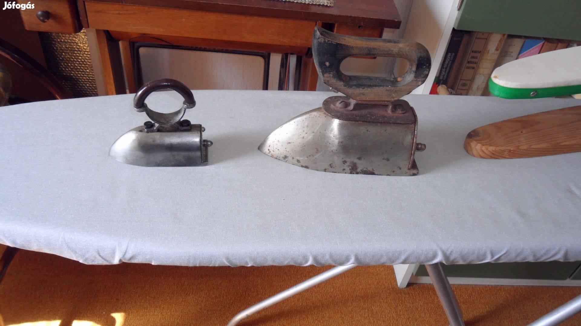 Vintage "mini" öntvény krómozott antik vasaló hibátlan melegítő betét