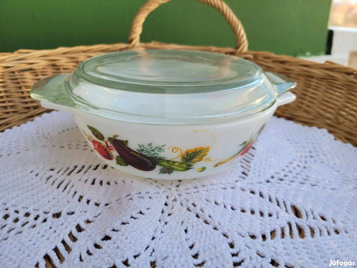 Vintage angol Pyrex zöldségmintás tál