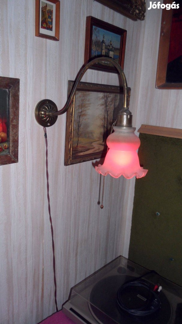 Vintage eredet. barokk fali kar, egyedi lámpa zsinóros kapcsolóval
