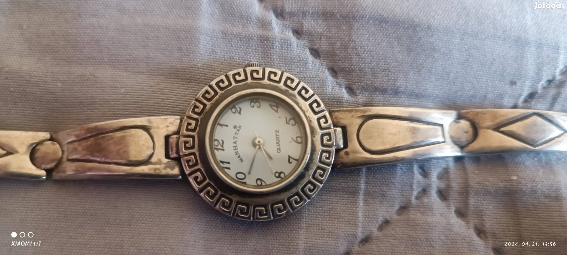 Vintage ezüst Versace mintás Manhattan japán óra. Posta 