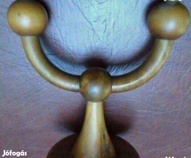 Vintage fa réz gyertyatartó kézműves Új rózsafa