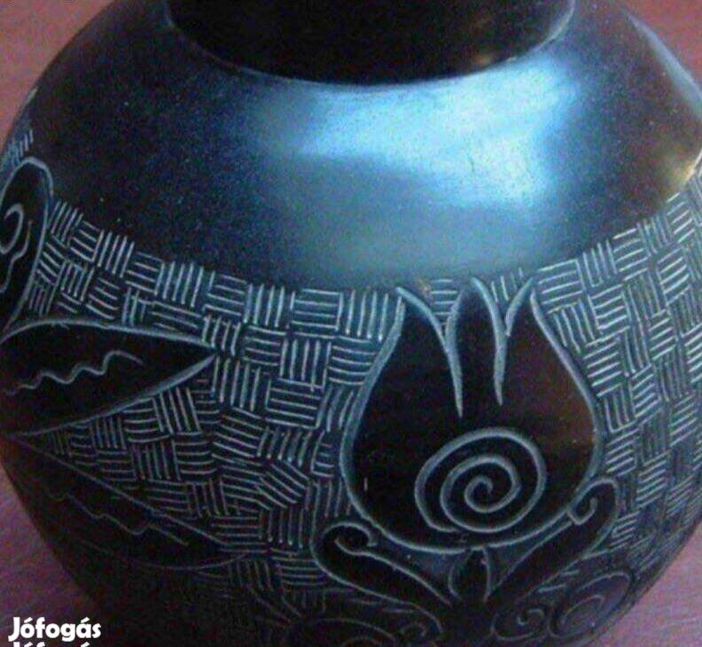 Vintage fekete kerámia váza padlóváza 3 db