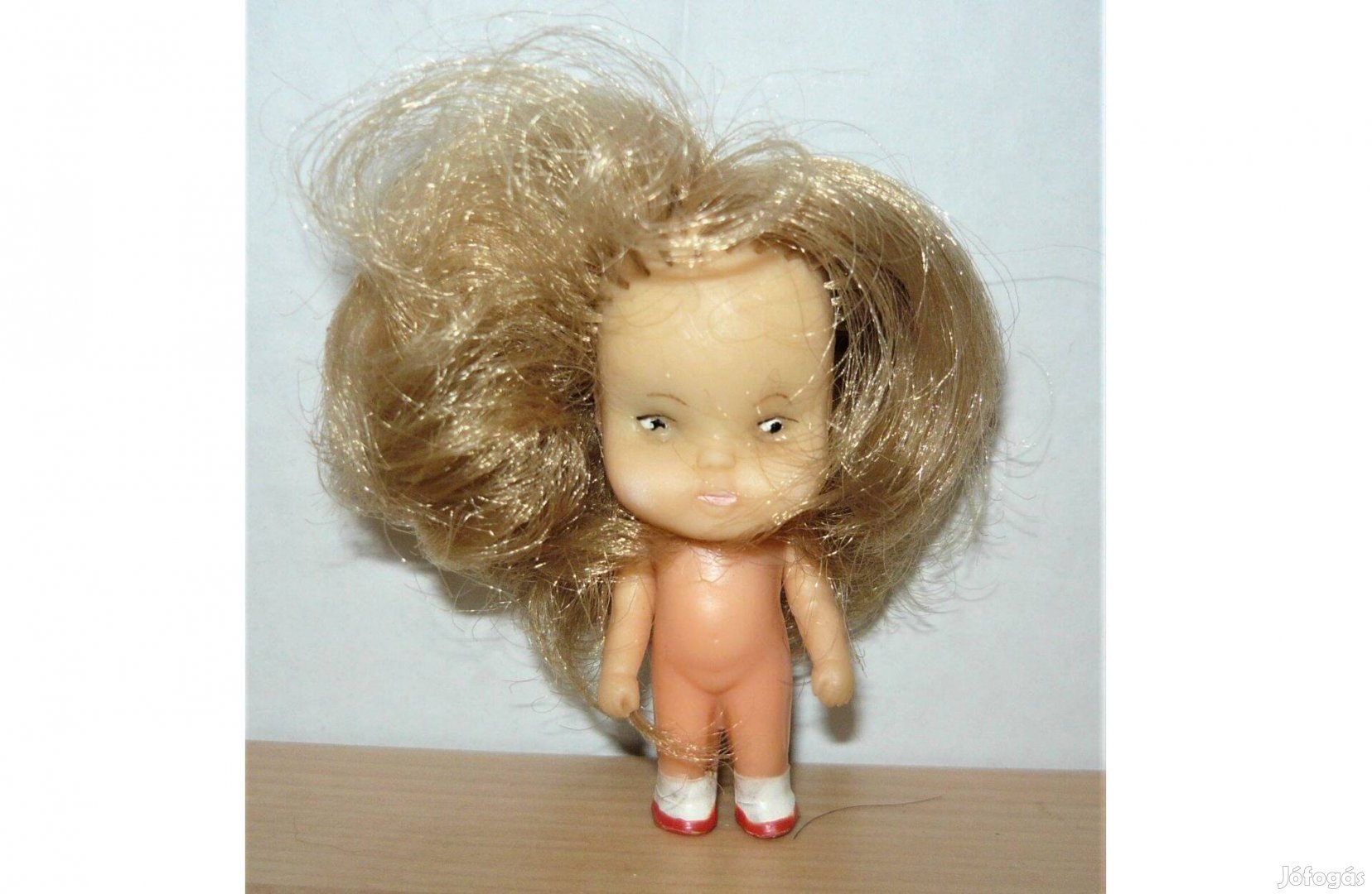 Vintage gumi testű, kicsi hajas baba - Germany - 6.5 cm