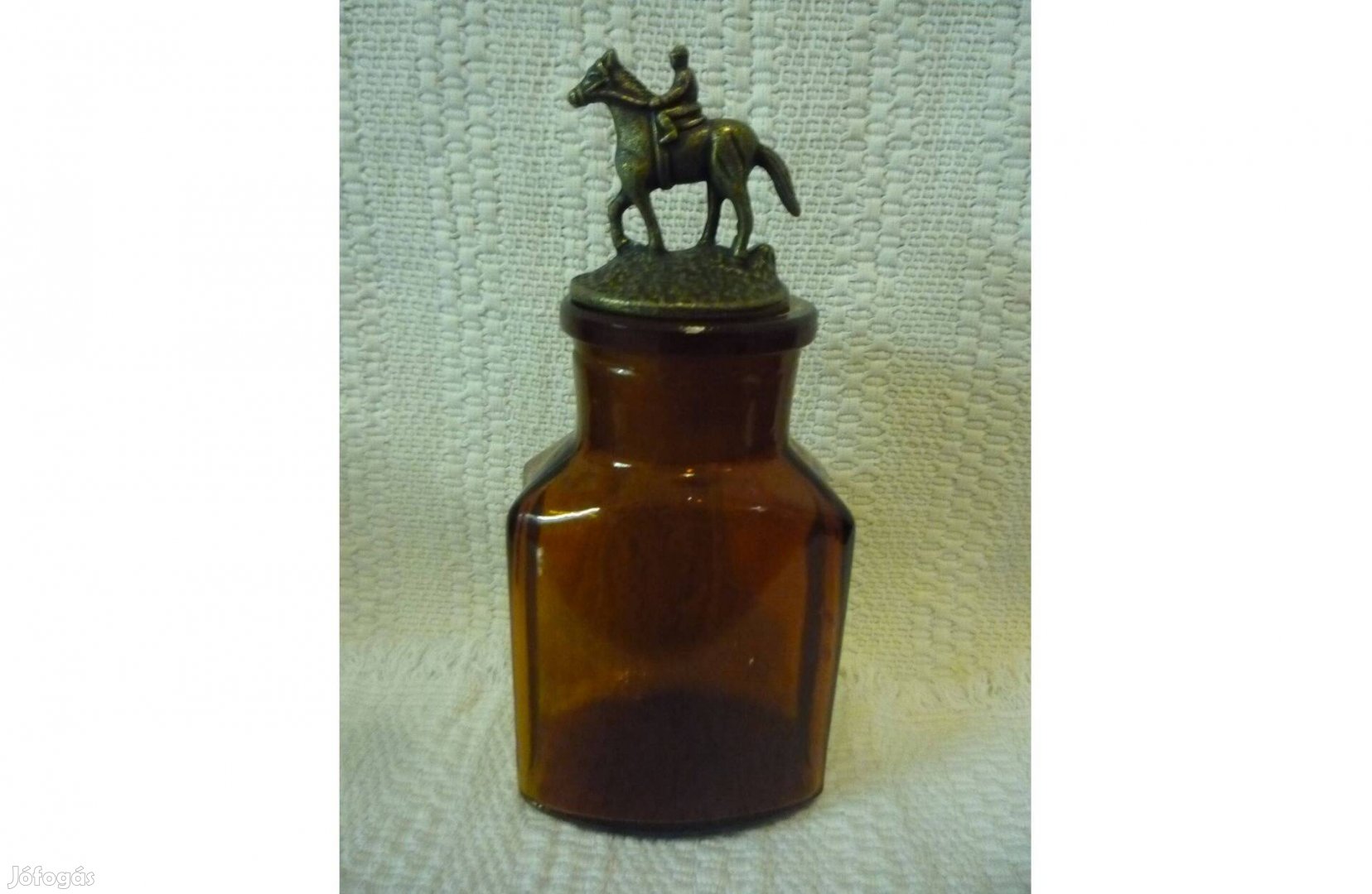 Vintage gyógyszertári barna,borostyánszínű tároló üveg dísztárgy