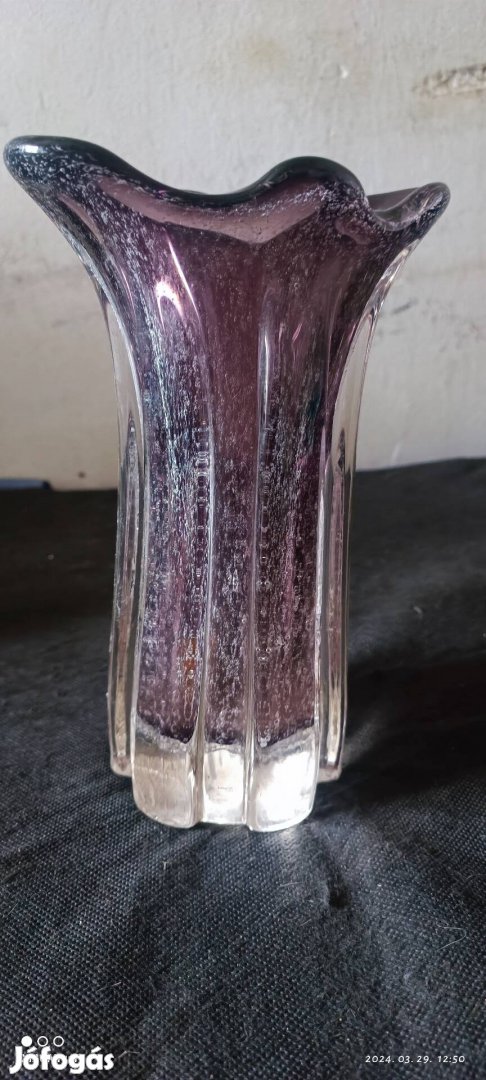 Vintage kézműves kétszínű buborékos váza ritkaság. Gyönyörű. Posta 
