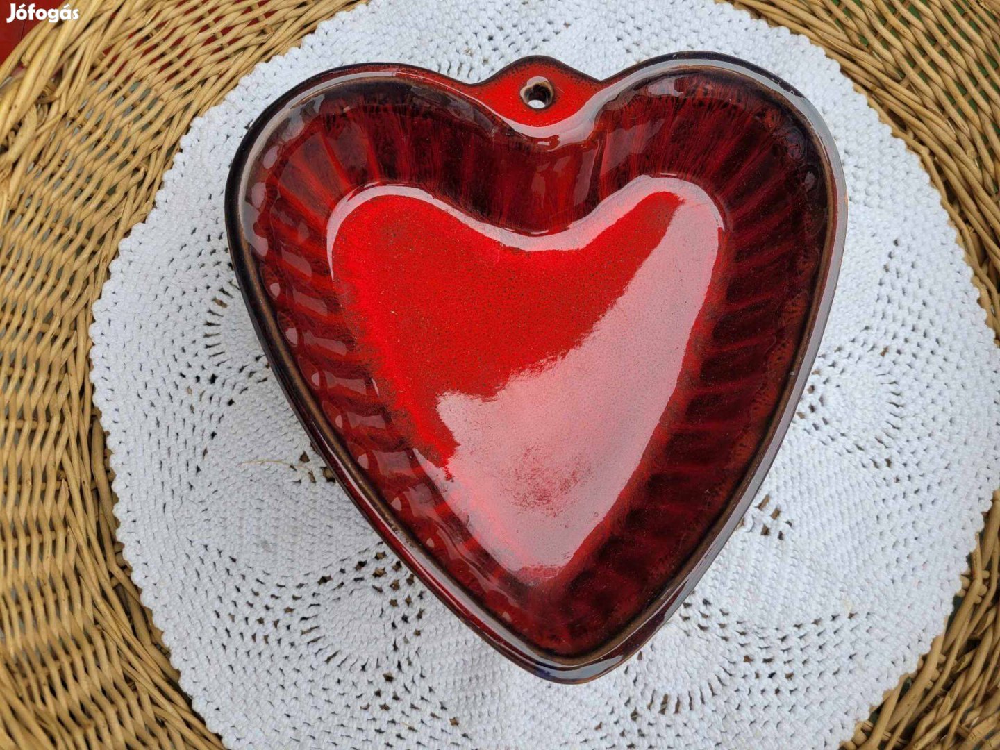 Vintage különleges szívalakú kerámia sütőforma