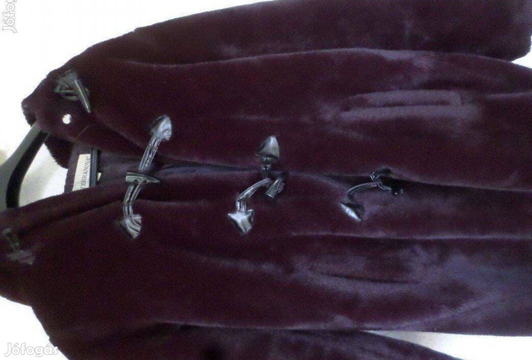 Vintage női bunda fekete műszőrme kabát