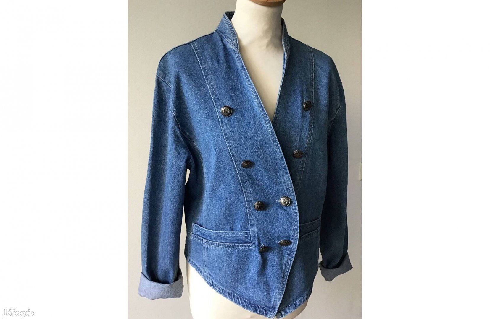 Vintage női farmer kabát, blézer 42-es méret szín: kék