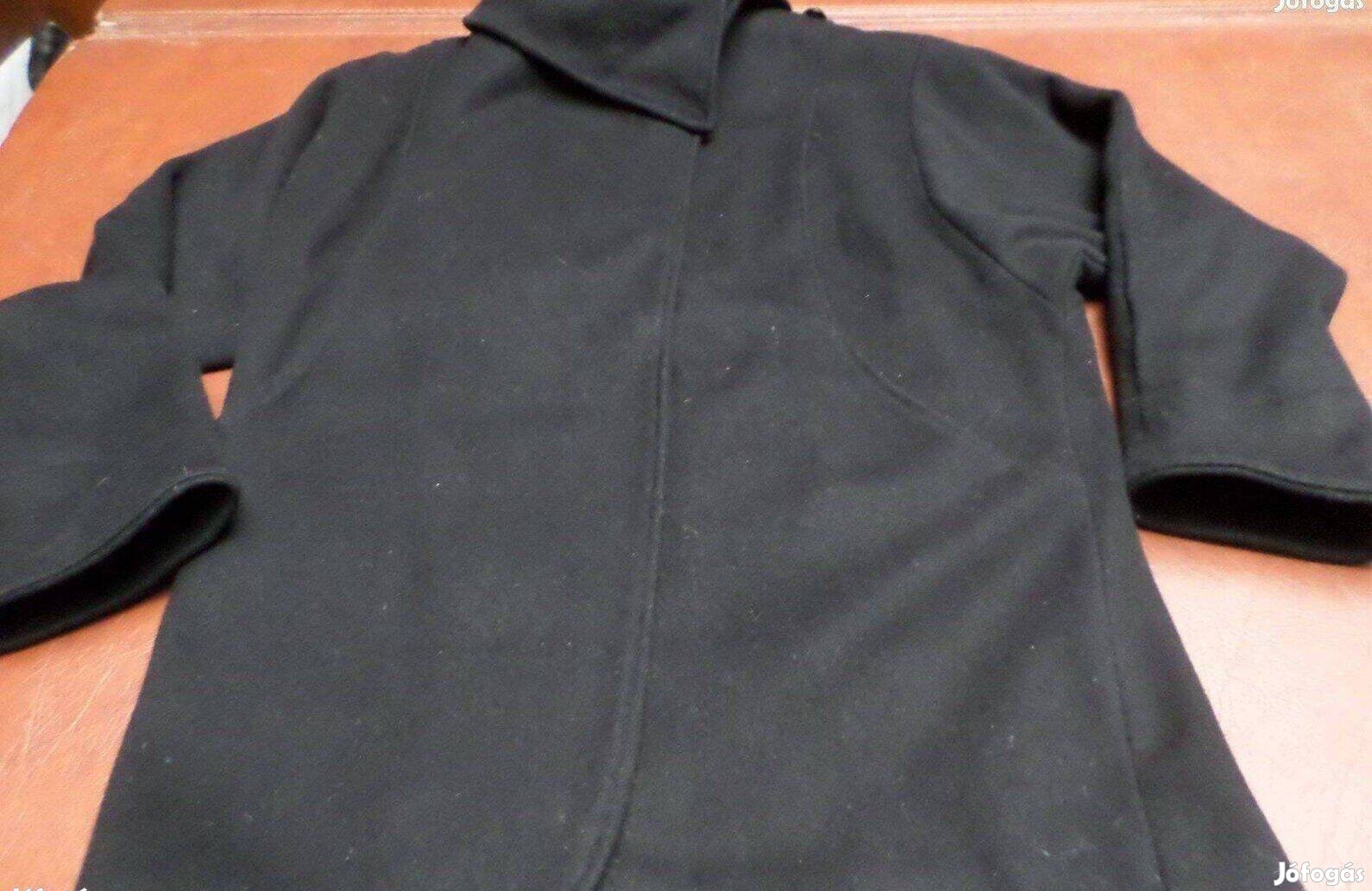 Vintage női gyapjú szövet kabát fekete