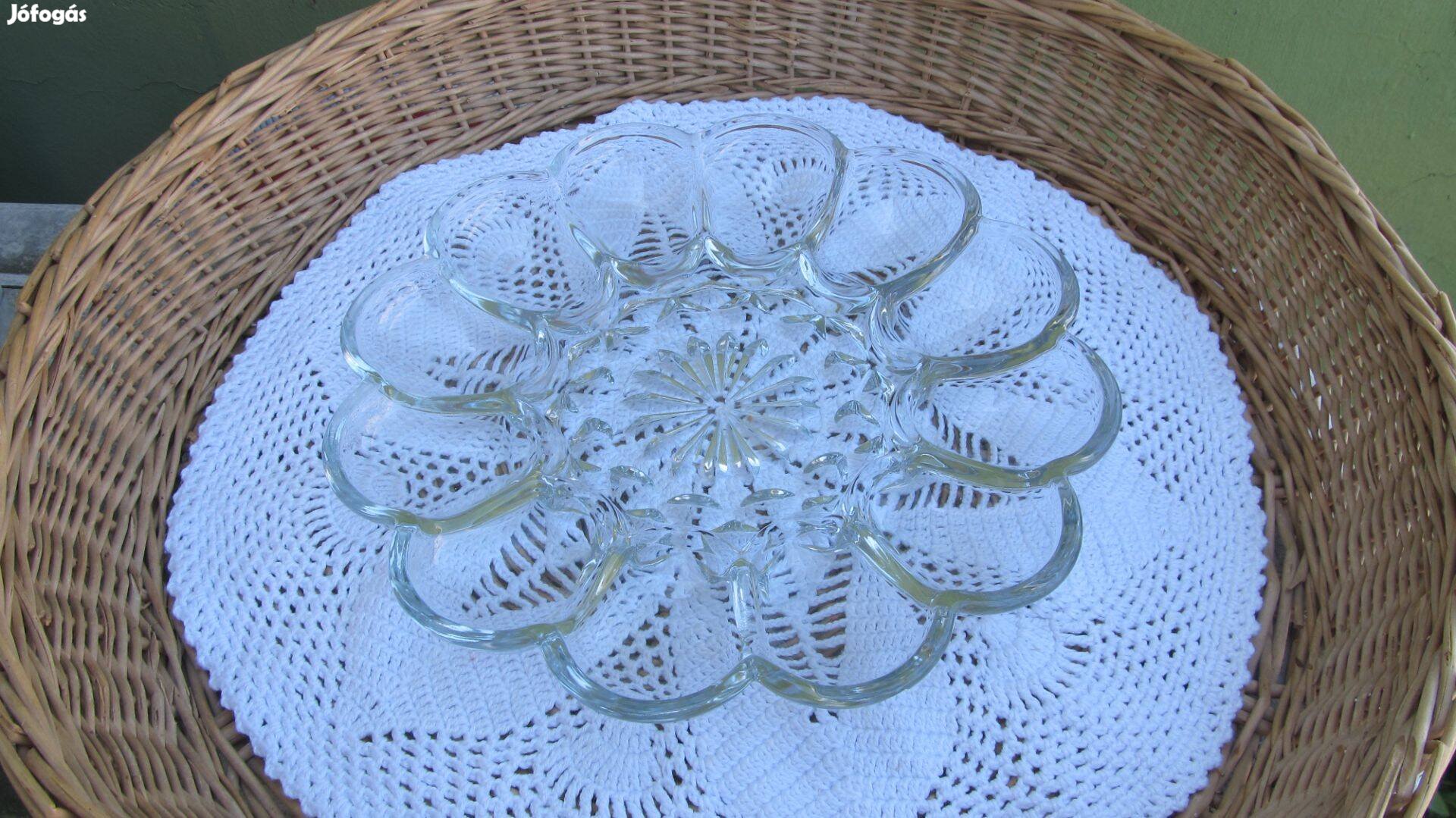 Vintage öntött üveg tojástál