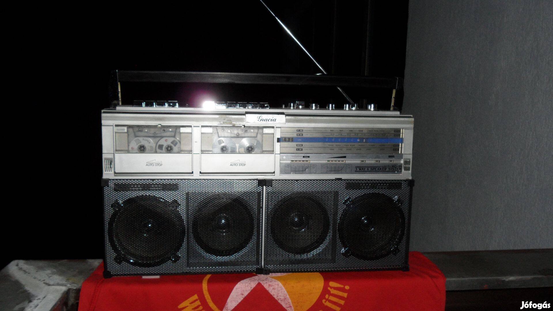 Vintage rádiós "boombox" 2 kazettás csúcs készülék mint Sharp GF 777