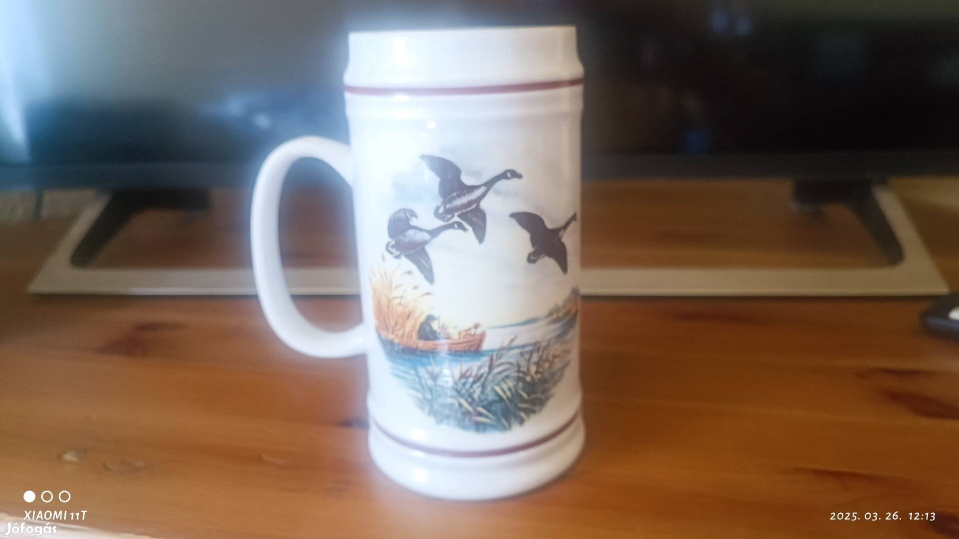 Vintage retro Hollóházi porcelán vadász kupa. Gyönyörű hibátlan 