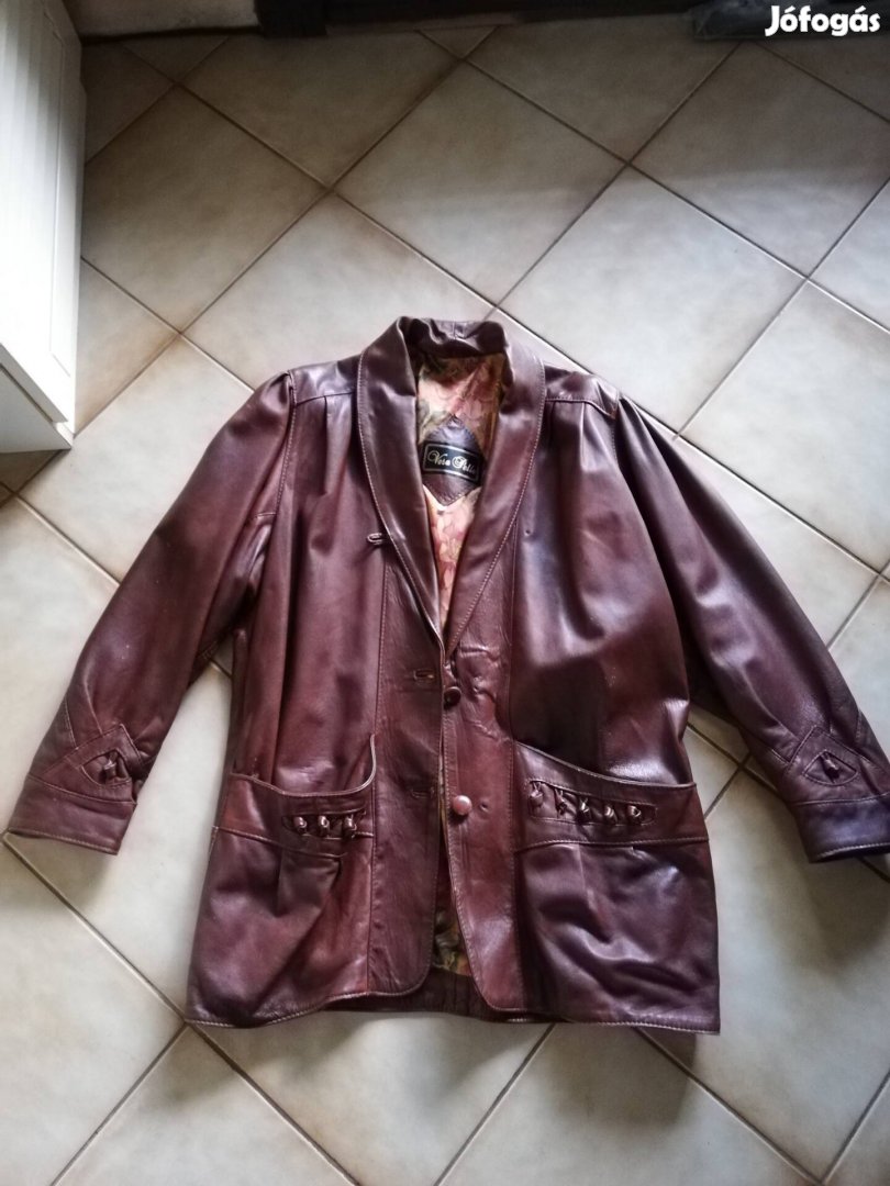 Vintage retro fazonú bőr kabát XL 