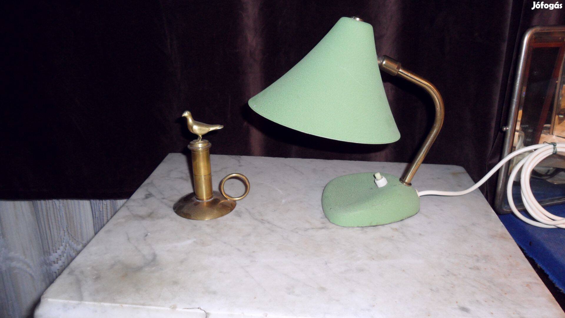 Vintage réz (kisméret)1 német asztali lámpa "banklámpa" törhető fejjel